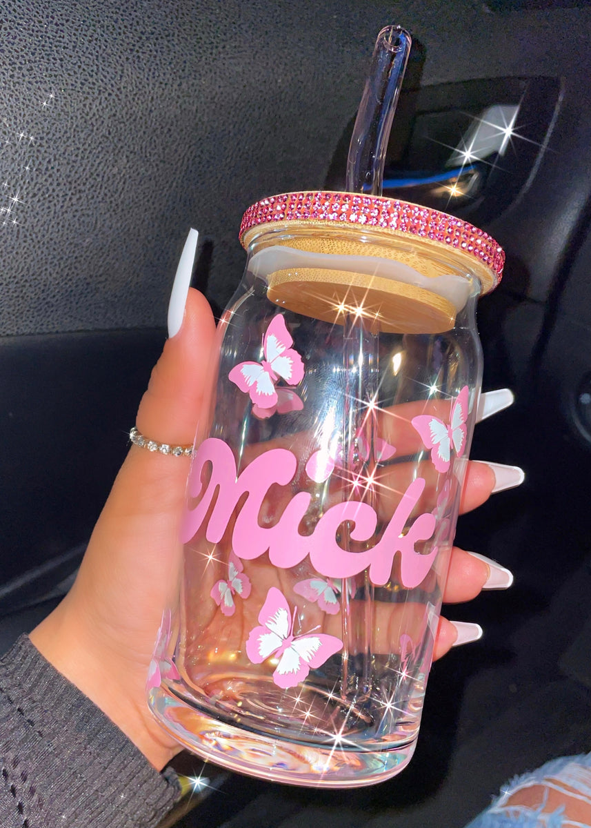 Personalized Glass Tumbler with Glass Straw – Orly Bee Designs